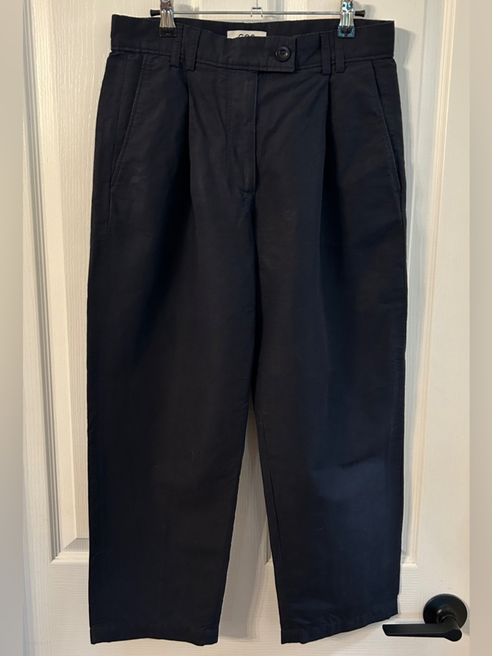 COS Linen Cotton Pleated Barrel Pants Navy Blue Size 6 EUC